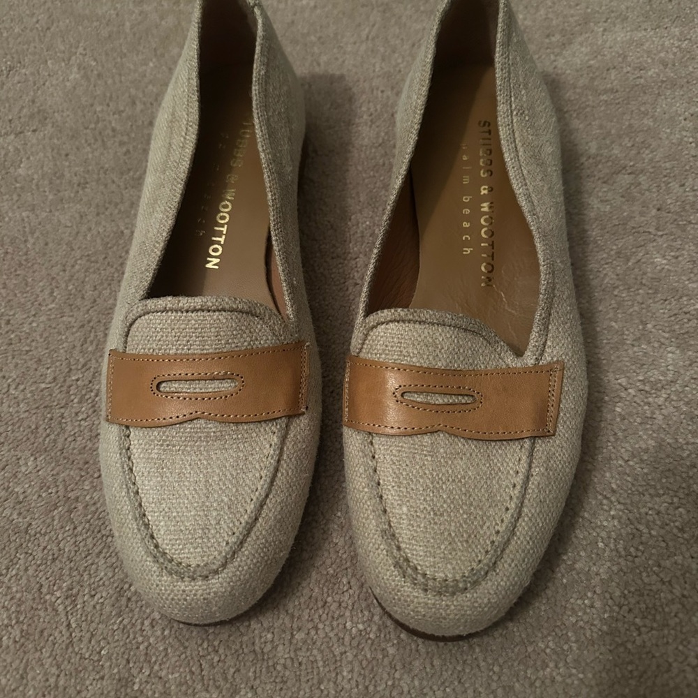 Stubbs & Wootton Cream and Tan Loafers